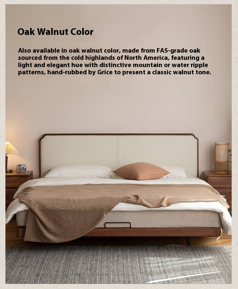 North American Black Walnut, Oak Technical Cloth Organic Leather Soft Suspended Bed