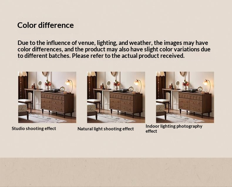 Black Walnut Solid Wood Vanity Table with Extendable Top