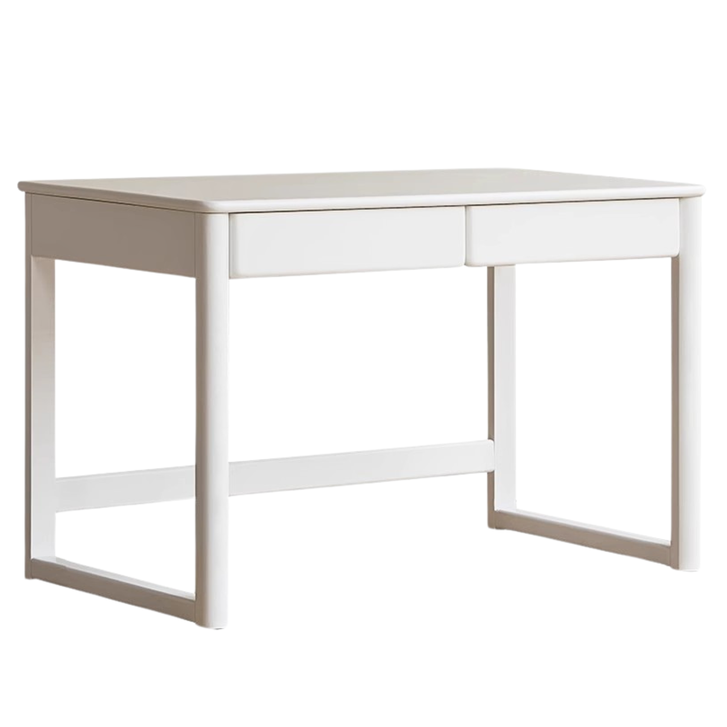 Poplar solid wood study table writing desk white cream