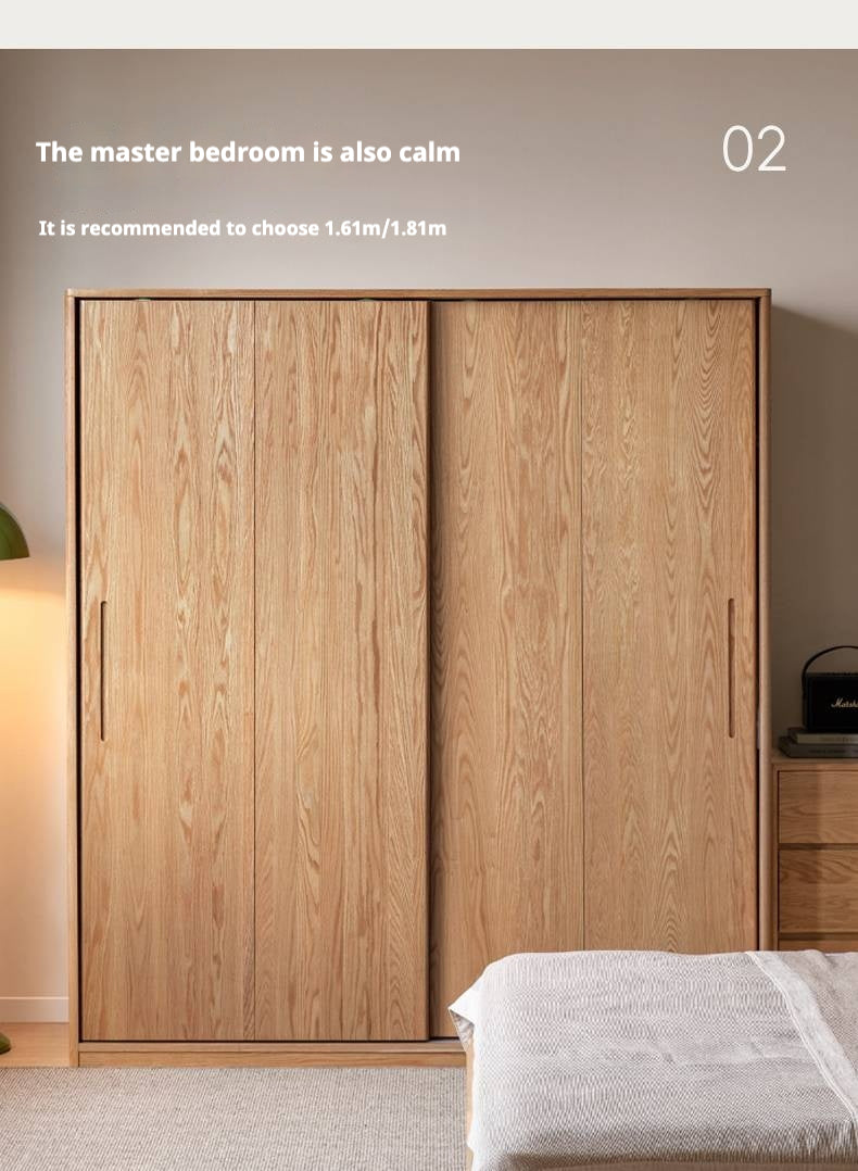 Oak, Ash Solid Wood Wardrobe Sliding Door.