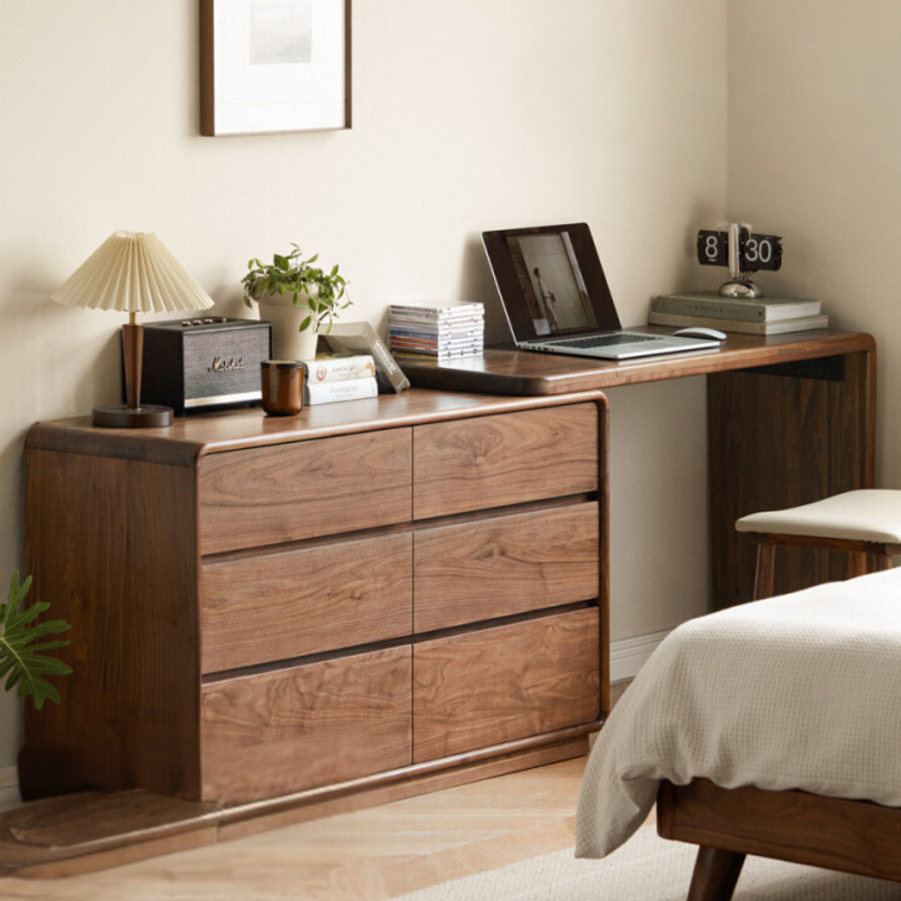 Black walnut solid wood telescopic dressing table