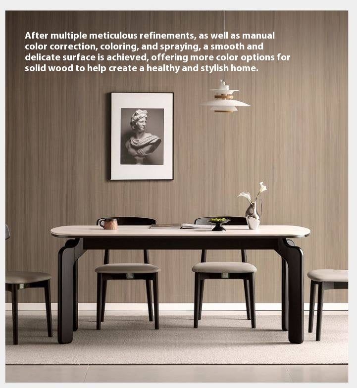 Solid Rubberwood Rock Board Dining Table