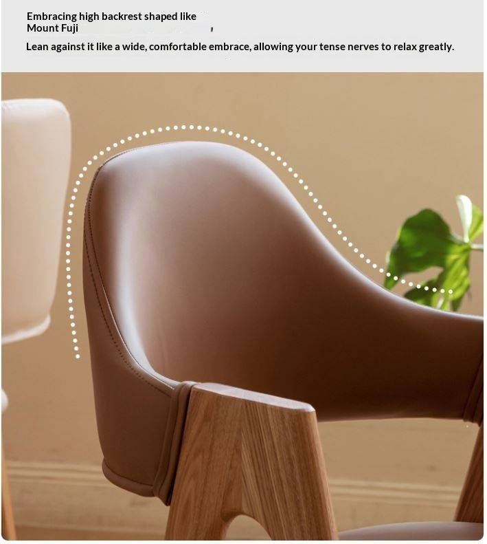 Black Walnut, Oak, Solid Rubberwood Chair with Soft Fabric/Leather Back