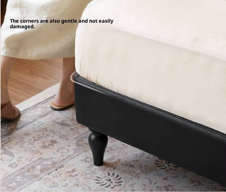 Luxury Genuine Leather Soft Backrest Bed, American Retro Style