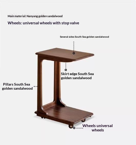 Sandalwood Solid Wood Movable Side Table Modern Aesthetic