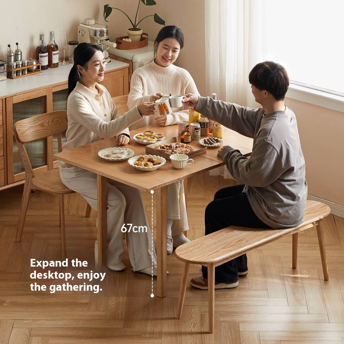 Oak Solid Wood Folding Dining Table