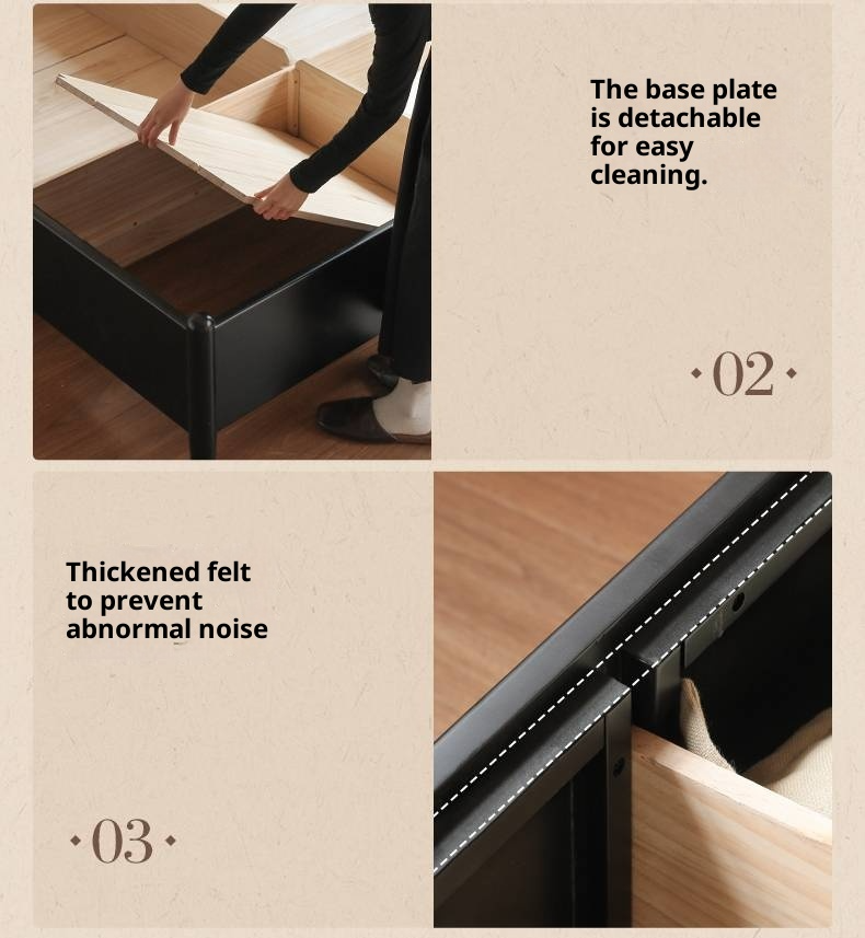 Rubberwood Solid Wood Upholstered Storage Box Bed, French Retro Style