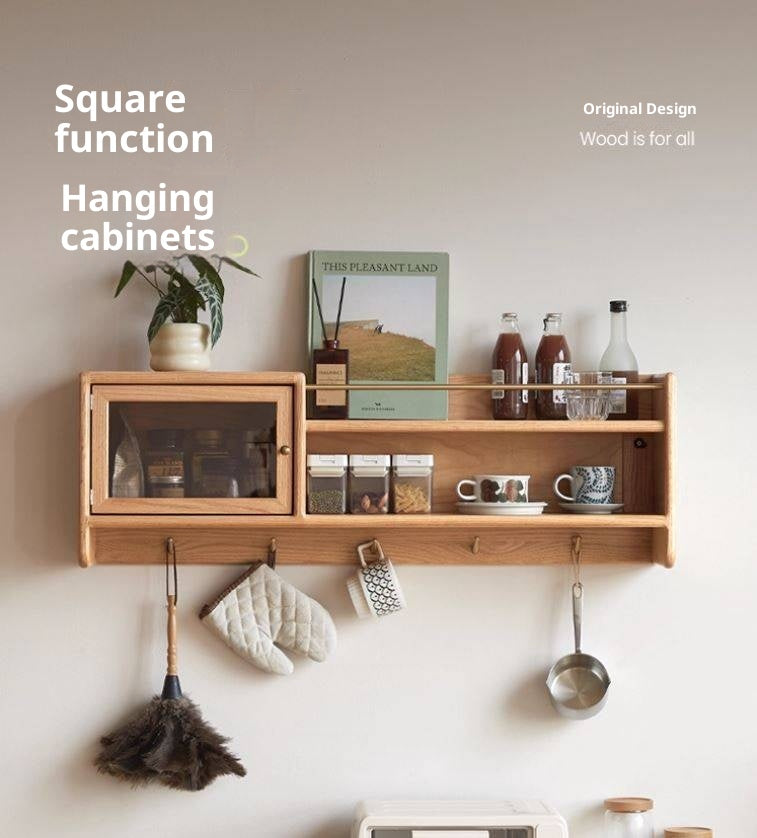 Oak Solid Wood Wall-Mounted Modern Cabinet