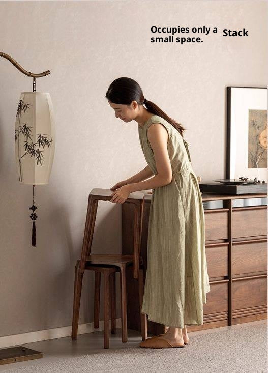 Black Walnut, Ash Solid Wood Square Stackable Stool