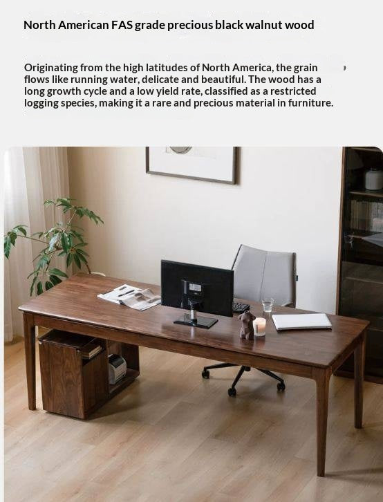 Black Walnut, Ash, Oak, Sandalwood Solid Wood Office Desk, Long Table