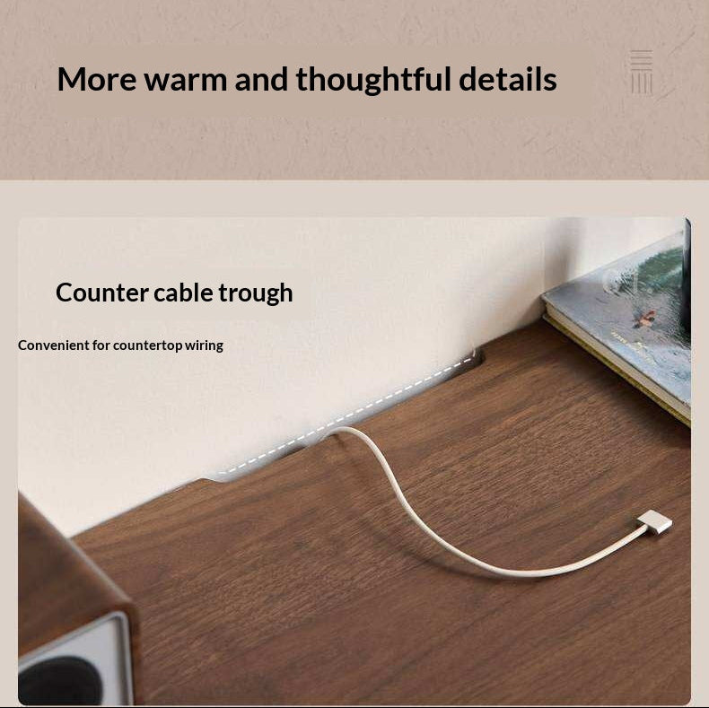 Black Walnut Solid Wood TV Cabinet with Large Storage