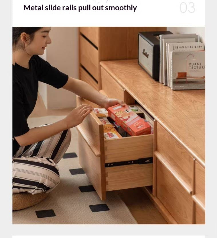 Сherry Solid Wood Modern Floor Storage Locker TV Cabinet.