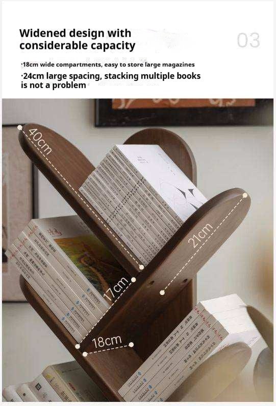 Black Walnut, South American Walnut Solid Wood Layer Rack Bookshelf.
