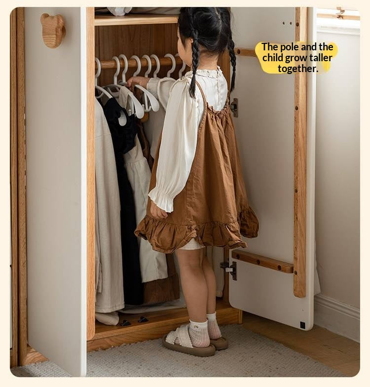 Oak Solid Wood Kids Wardrobe Combination