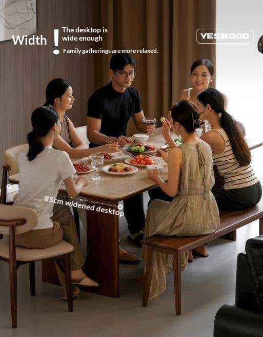 Black Walnut Solid Wood Light Luxury Style Rock Plate Dining Table