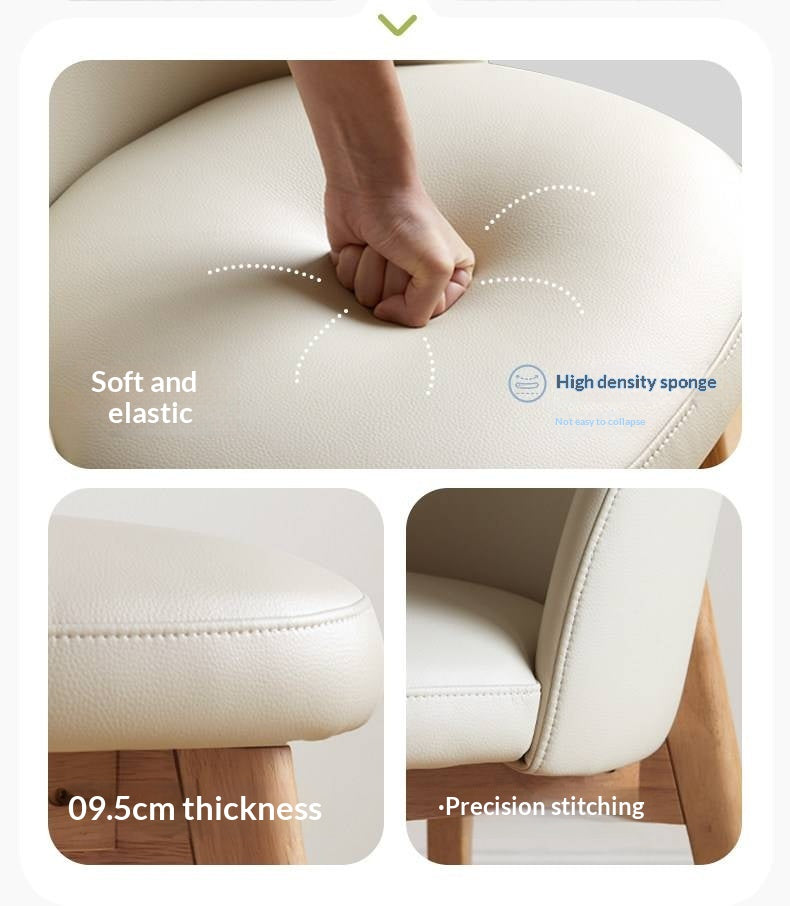 Solid RubberWood Curved Back Office Chair, Minimalist Rounded Shell Seat