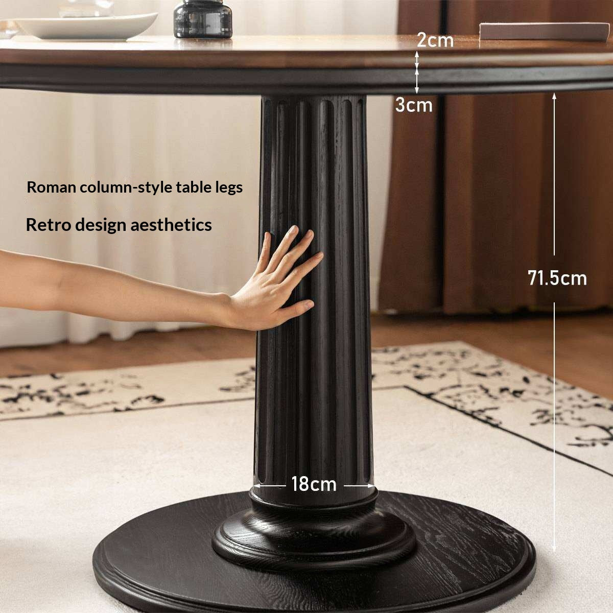 Black Walnut Solid Wood American Retro Round Dining Table