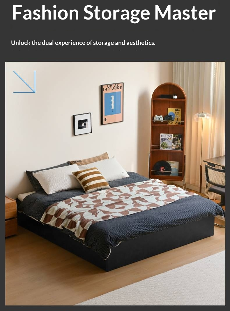 Rubberwood Solid Wood Platform Bed, Headboard-Free Box Bed, Modern Minimalist