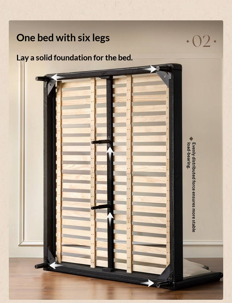 Eco-Friendly Cloud Leather Bed — French Retro Style Upholstered Fabric Bed