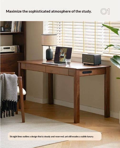 Black Walnut, Ash Solid Wood Office Desk