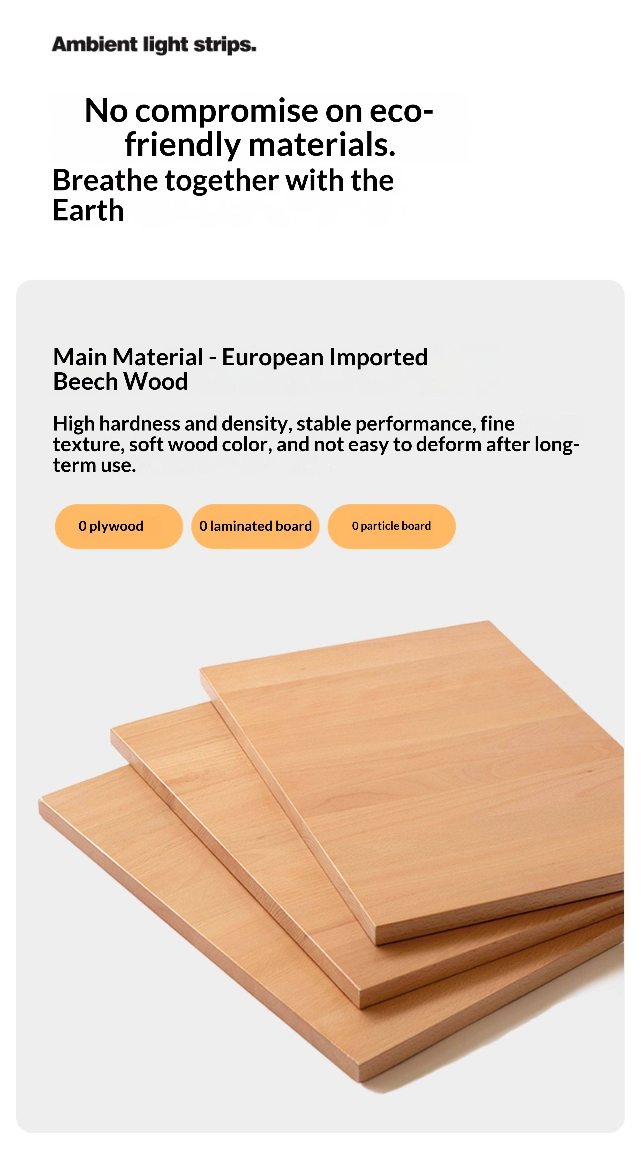 European Beech Solid Wood Bed — Soft Headboard, Simple Upholstered Light Luxury Bed