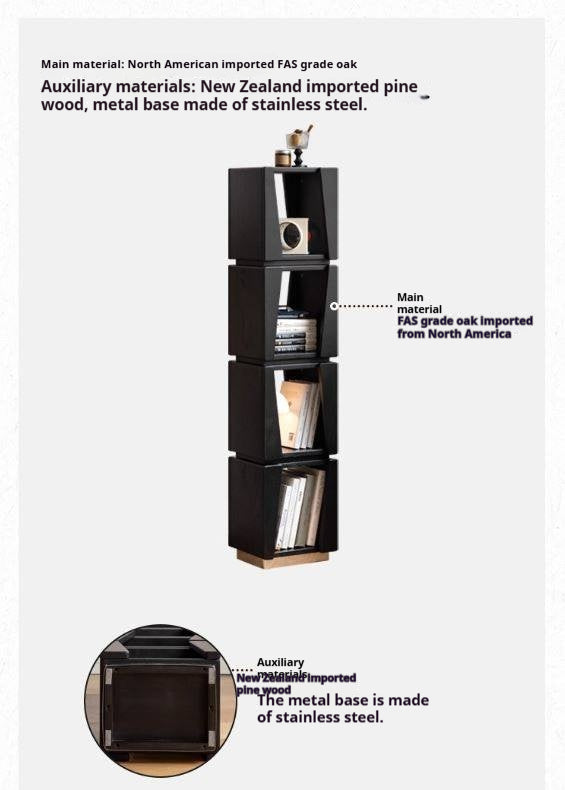 Oak Solid Wood Narrow Bauhaus Style Bookshelf