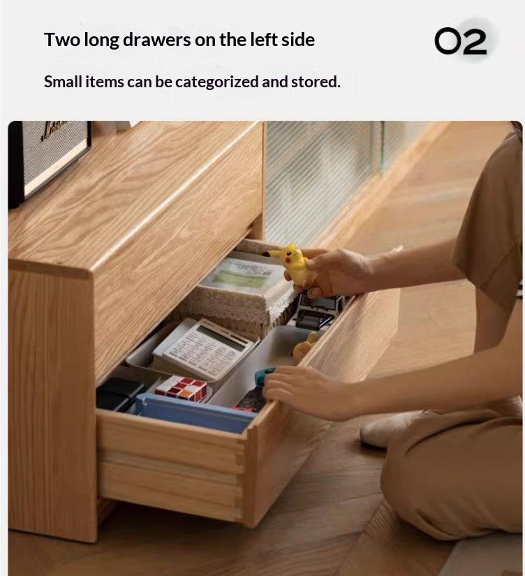 Solid RubberWood, Oak Solid Wood TV Cabinet Floor Combination,