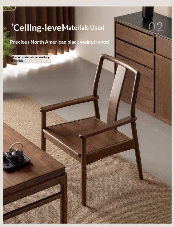 Black Walnut Solid Wood Tea Chair