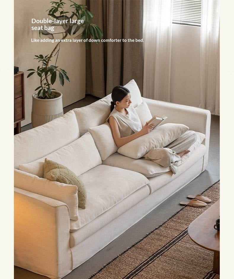 Deep Seat Modular Sofa with Cotton-Linen Upholstery