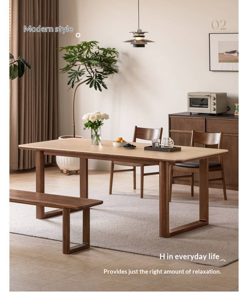 Solid Longan Hardwood Slab Dining Table with Antique-Inspired Retro Design