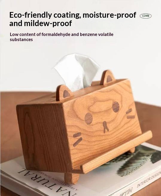 Cherry Solid Wood Tissue Box with Clean Minimal Design