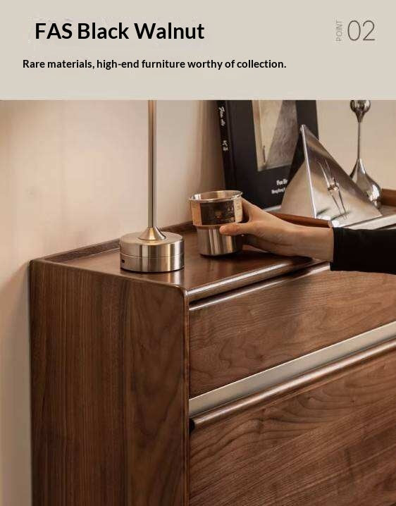 Black Walnut Solid Wood Flip Door Shoe Cabinet, Italian Style Entryway Storage Organizer