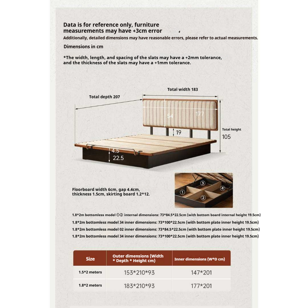 Poplar Solid Wood Channel Tufted Platform Bed with Gas Lift Storage