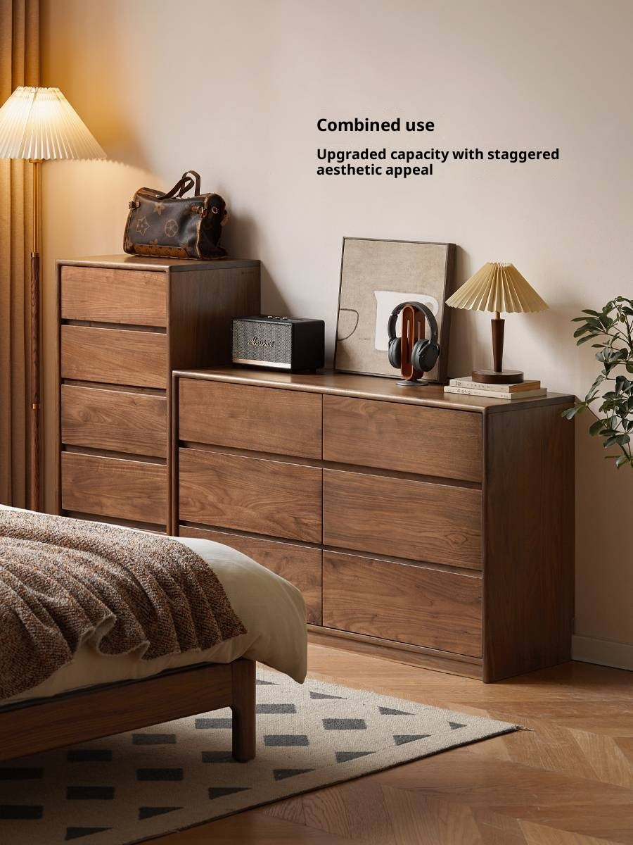 Black Walnut, South American Walnut Solid Wood Six-Drawer Chest