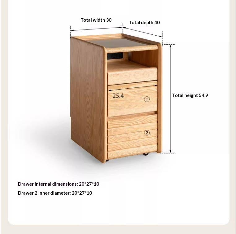 Ash Solid Wood Nightstand With Glass Top