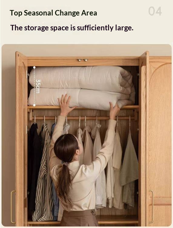 Oak Solid Wood Wardrobe French Retro Style
