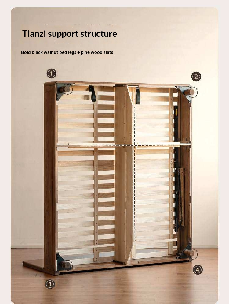 Black Walnut Solid Wood Italian Luxury Storage Bed