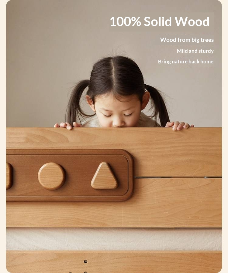 Beech Solid Wood Convertible Bunk Bed with Storage Drawers