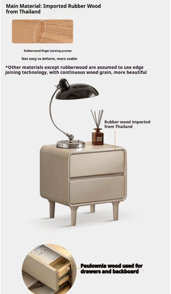 Solid RubberWood Nightstand Light Luxury.