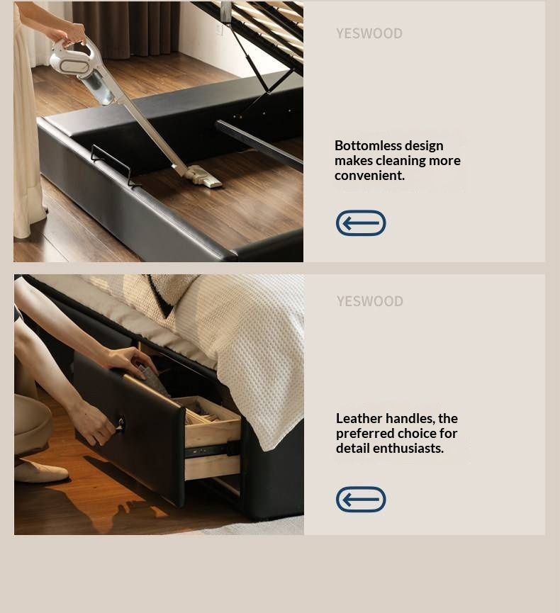 Terracotta Corduroy Storage Bed with Adjustable Headboard and Black Faux Leather Base