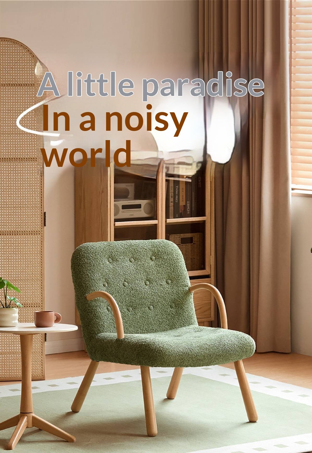 Beech Solid Wood Modern Soft Bouclé Accent Chair