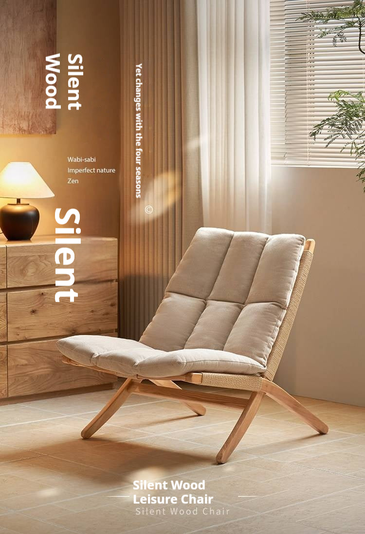 Oak Solid Wood Rope Weave Lounge Chair, Danish Mid Century Scandinavian Accent Chair