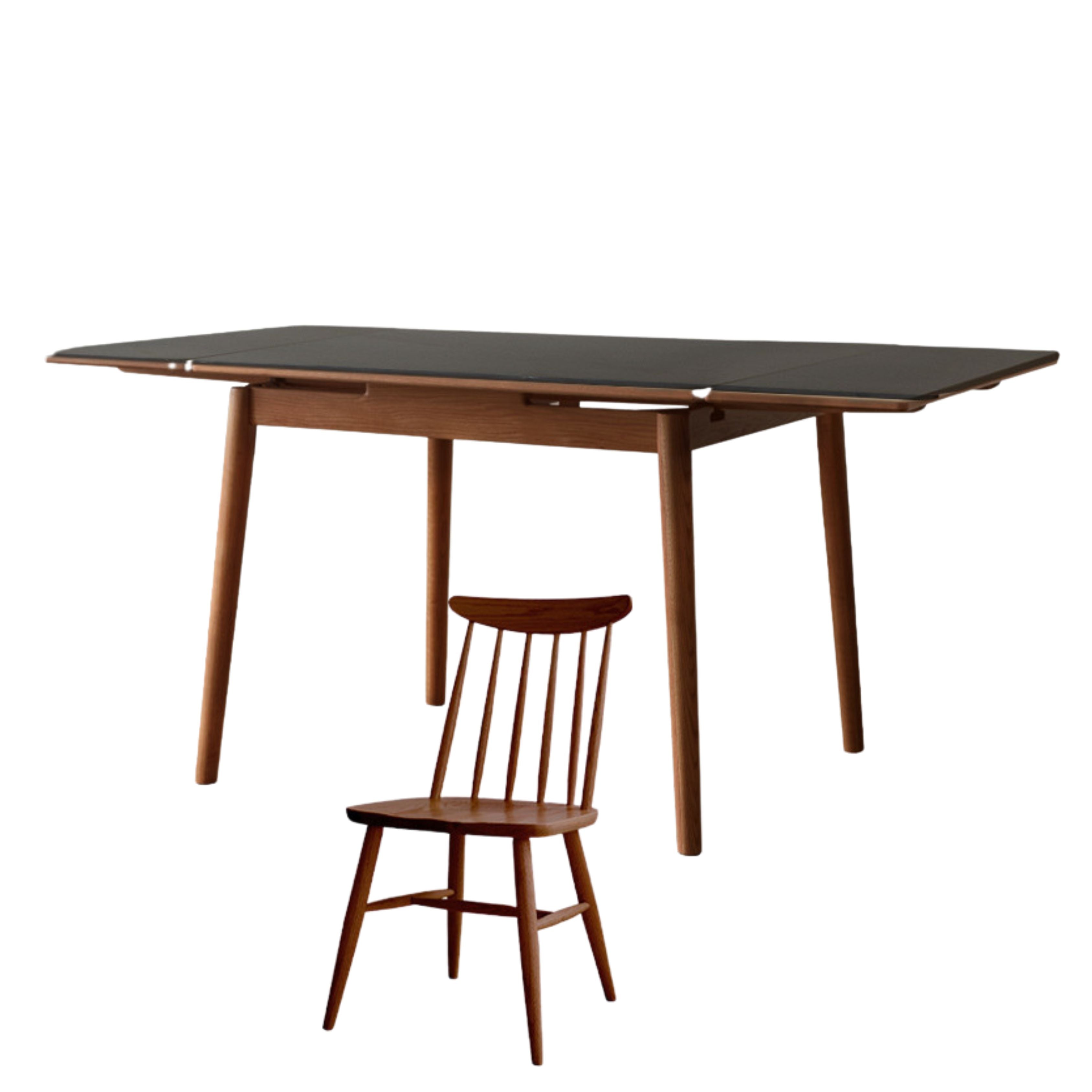 Oak Solid Wood Retractable Dining Table Large Tabletop