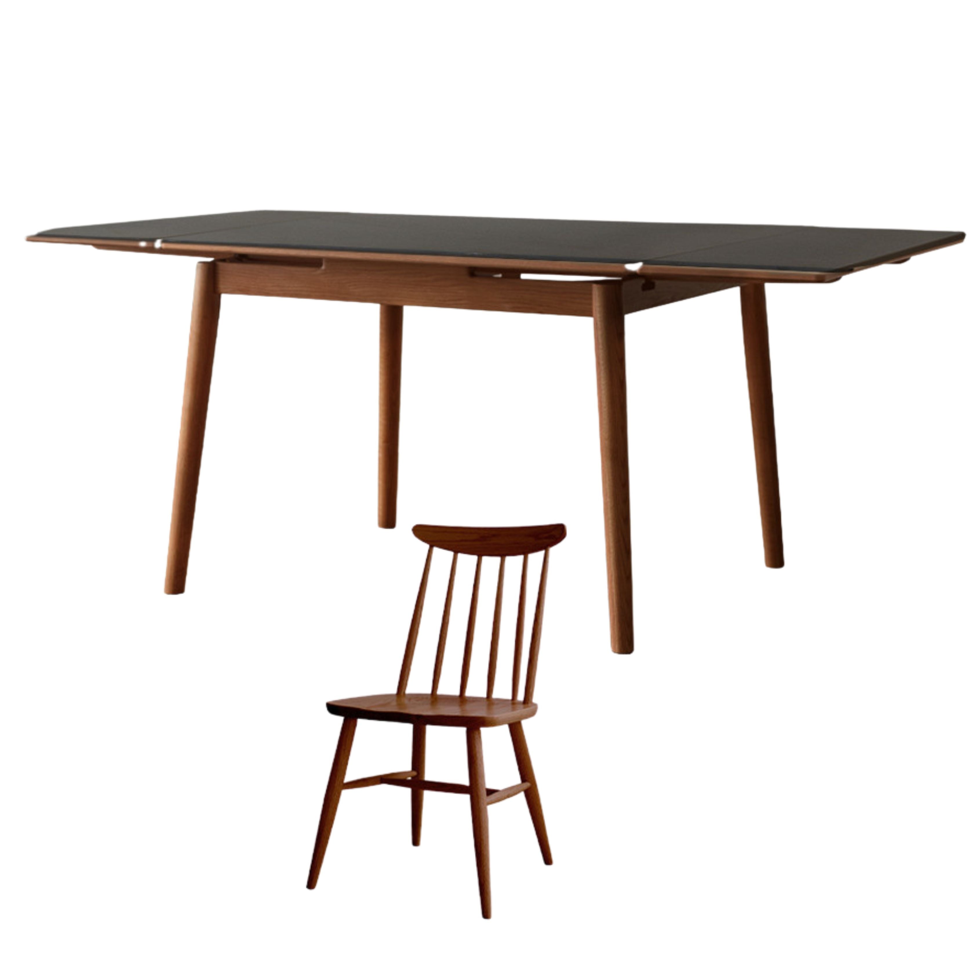 Oak Solid Wood Retractable Dining Table Large Tabletop