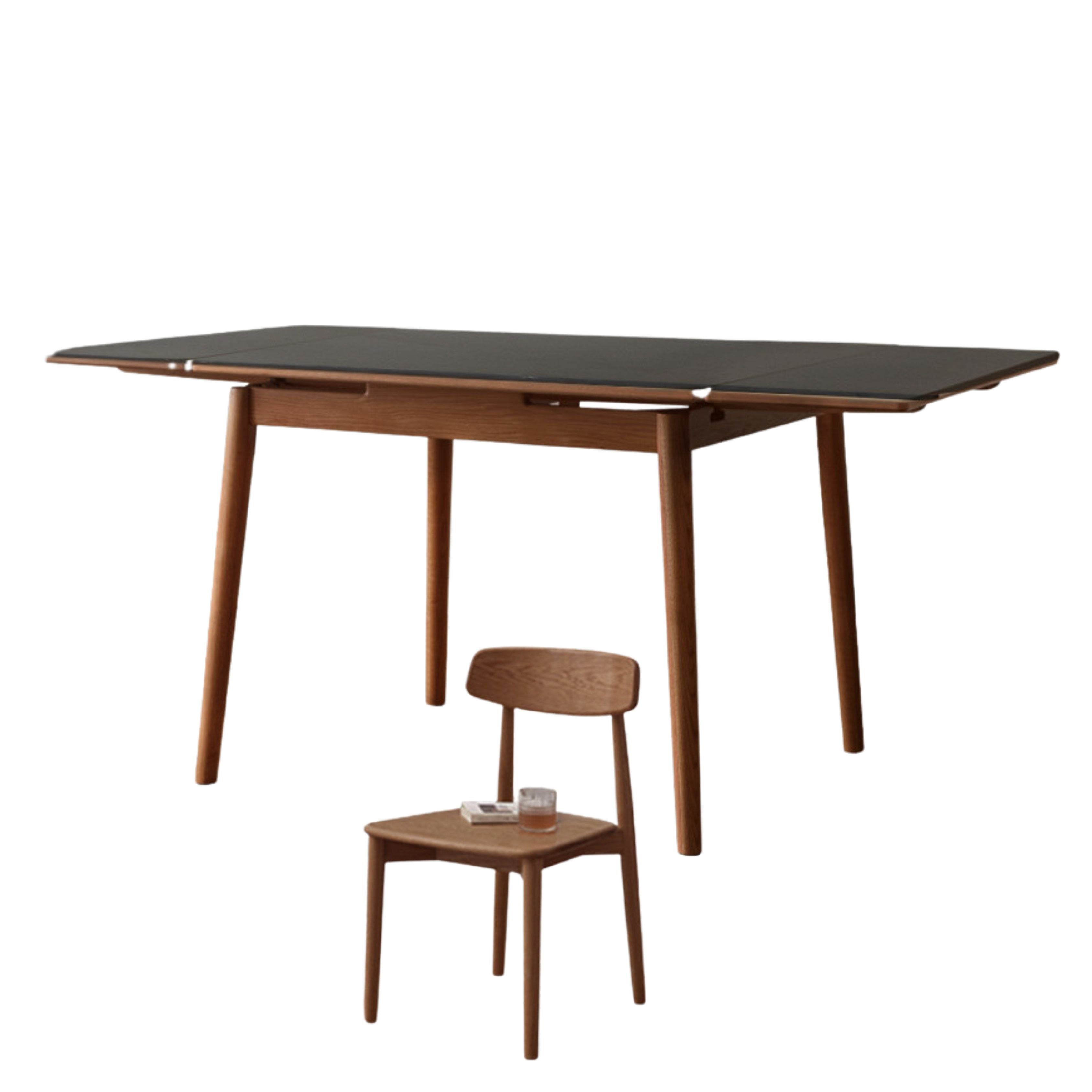 Oak Solid Wood Retractable Dining Table Large Tabletop