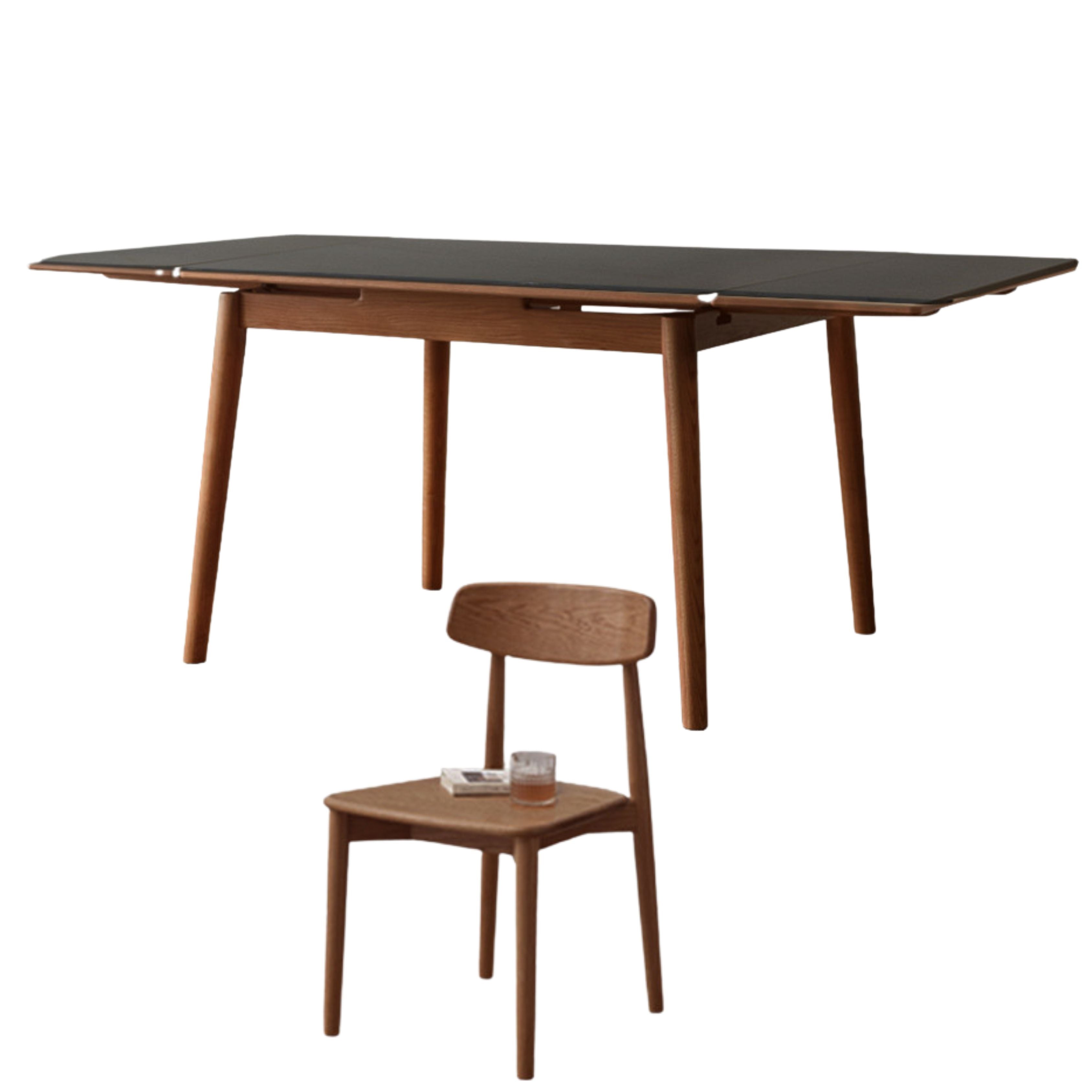 Oak Solid Wood Retractable Dining Table Large Tabletop