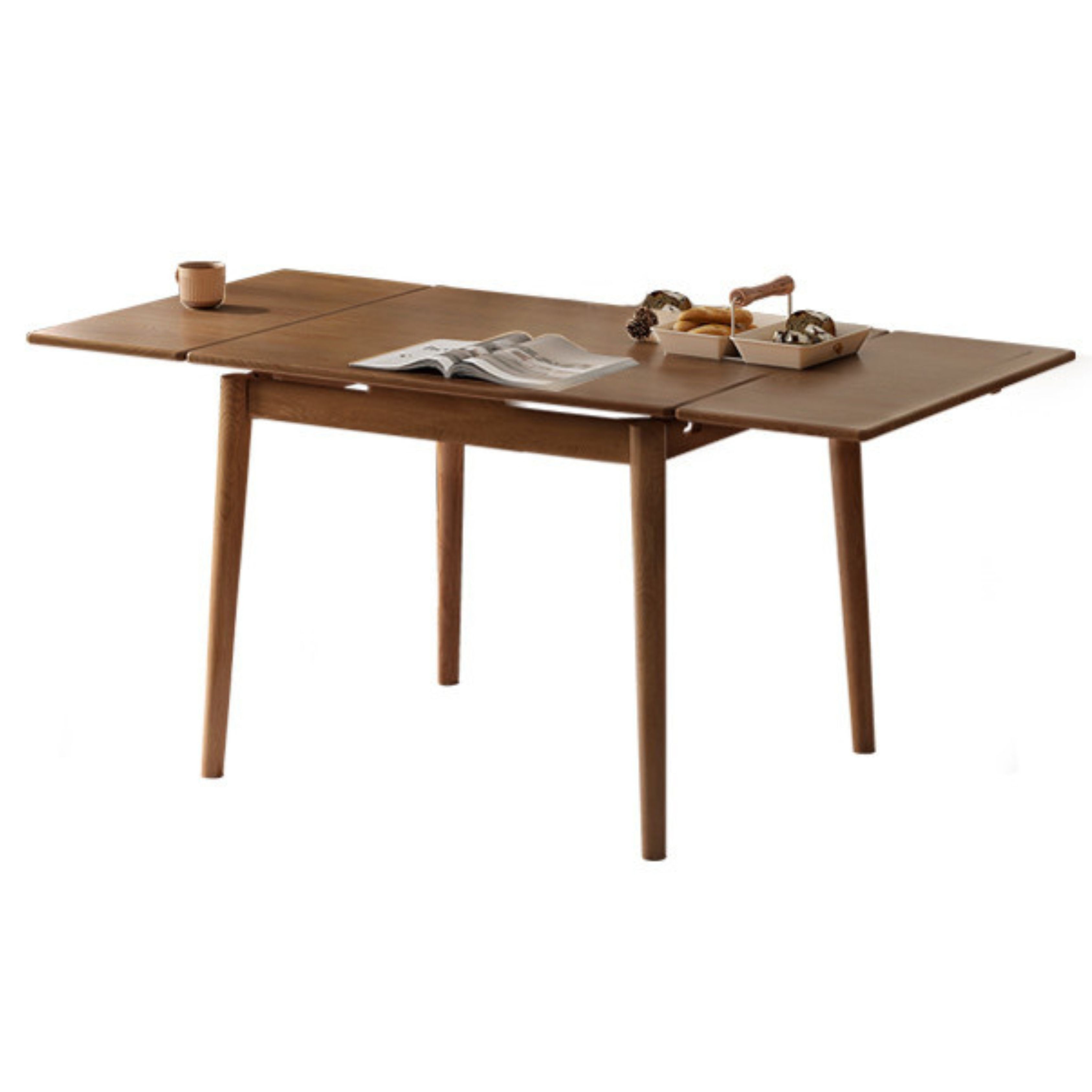 Oak Solid Wood Retractable Dining Table Large Tabletop