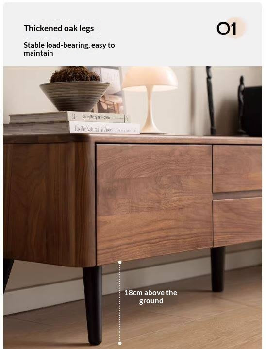 Black Walnut, Solid Sandalwood TV Cabinet Modern Simple.