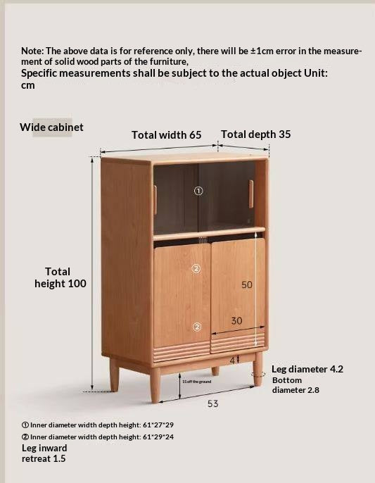 Cherry Solid Wood Wall-Mounted Side Cabinet Modern Minimalist Style