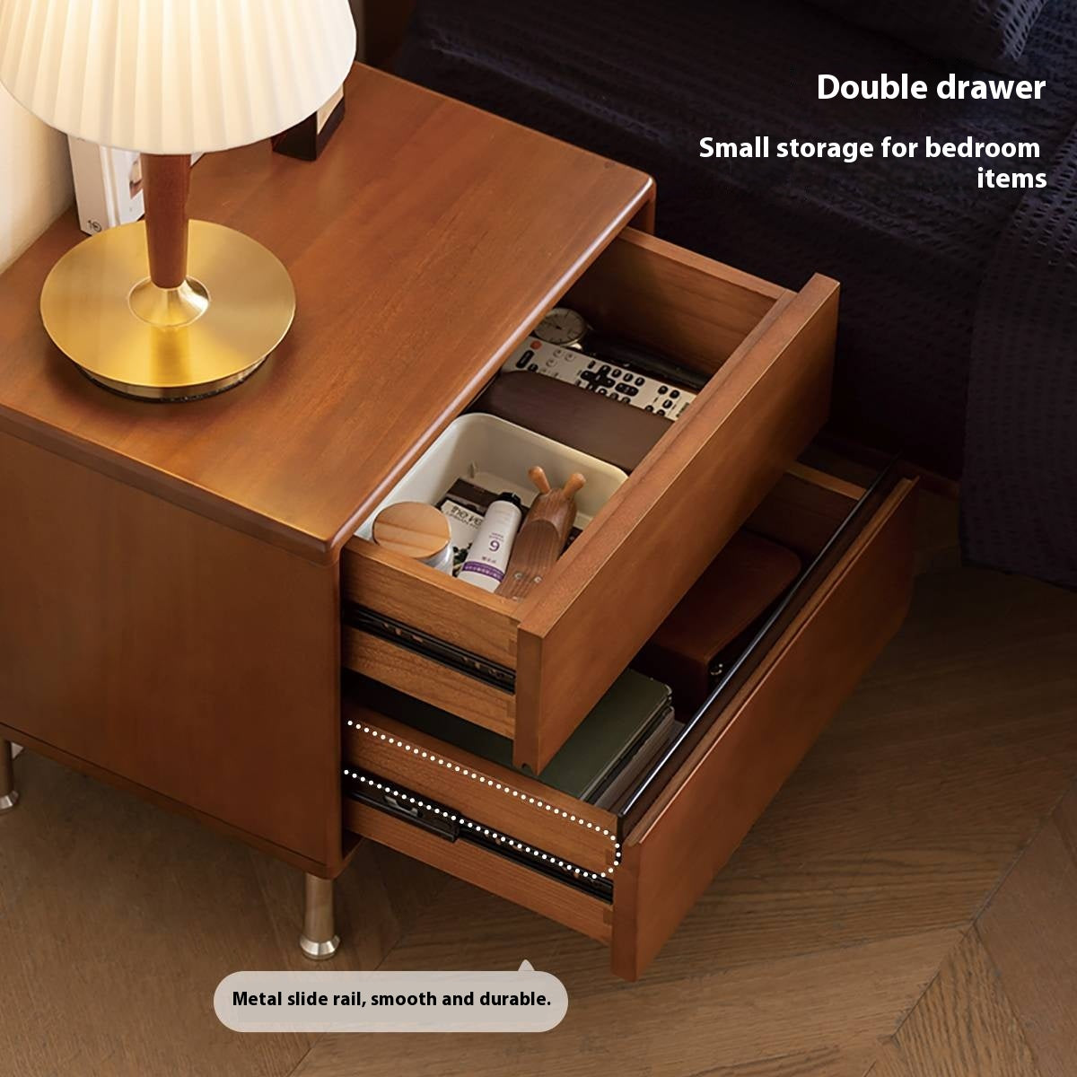 Poplar Solid Wood American Retro Nightstands